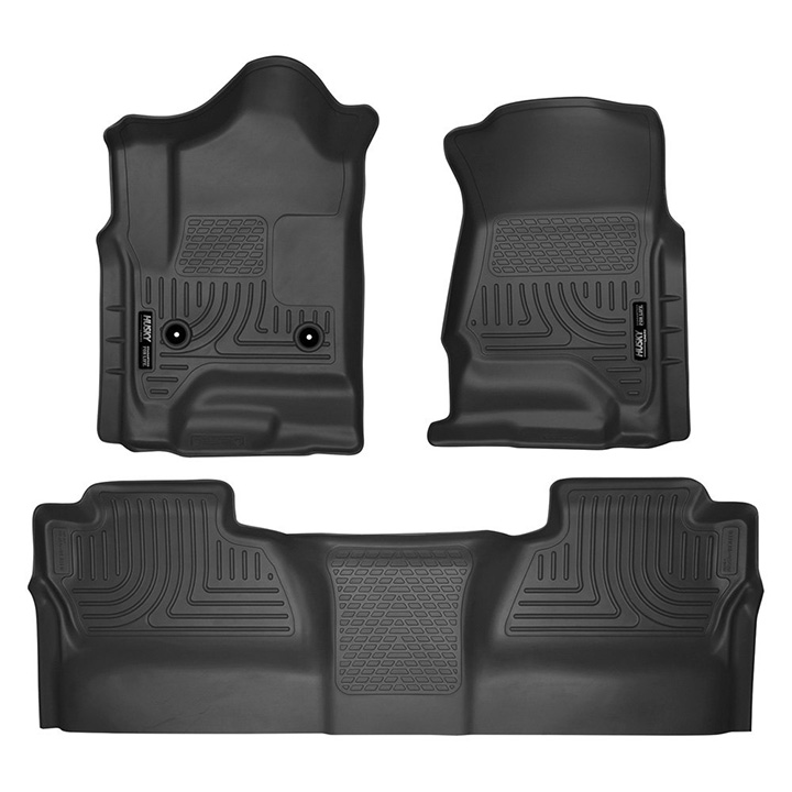 14-17 SILVERADO/SIERRA CREW CAB FRONT/2ND SEAT FLOOR LINERS, 2ND ROW ONLY COVERS FOOTWELL BLACK