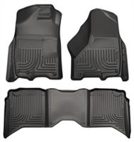 09-17 RAM 1500/2500/3500 CREW CAB WEATHERBEATER FRONT & 2ND SEAT FLOOR LINERS W/1 OR 2 HOOKS BLACK