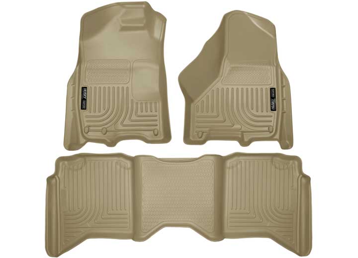 09-15 RAM 1500/2500/3500 CREW CAB WEATHERBEATER FRONT & 2ND SEAT FLOOR LINERS W/1 OR 2 HOOKS TAN