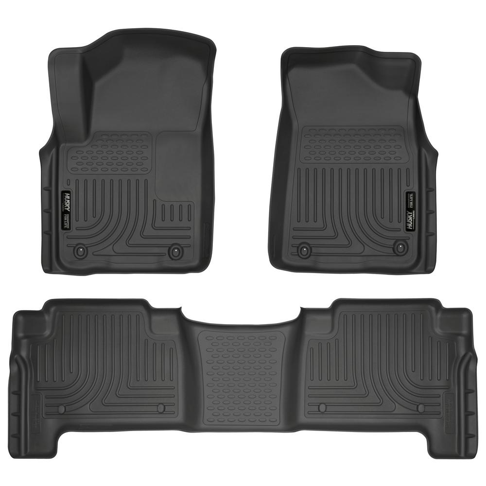 11-15 QX56 CUSTOM MOLDED FRONT/2ND SEAT FLOOR LINERS WEATHERBEATER BLACK