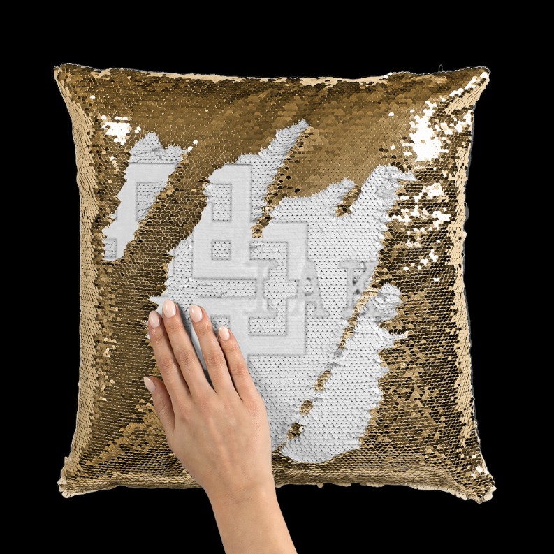 KAM S9 Sequin Cushion Cover      Gold / White Standard