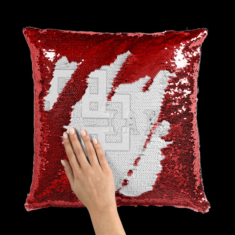 KAM S9 Sequin Cushion Cover      Red / White Standard