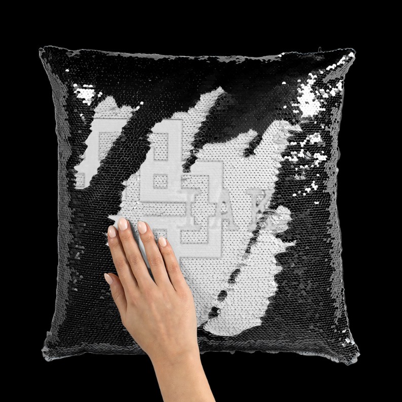 KAM S9 Sequin Cushion Cover      Black / White  With insert