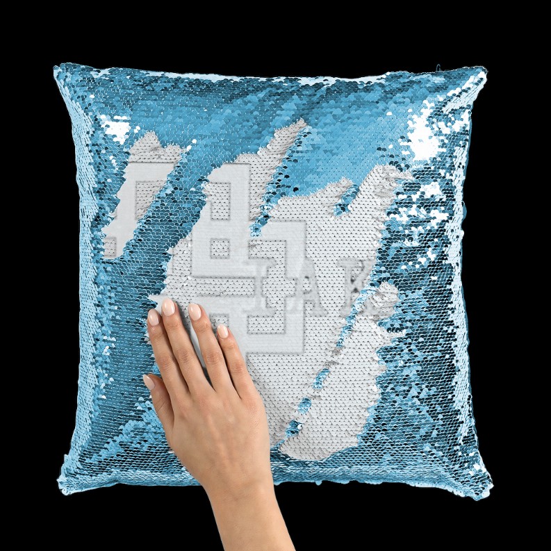 KAM S9 Sequin Cushion Cover      Light Blue / White  With insert
