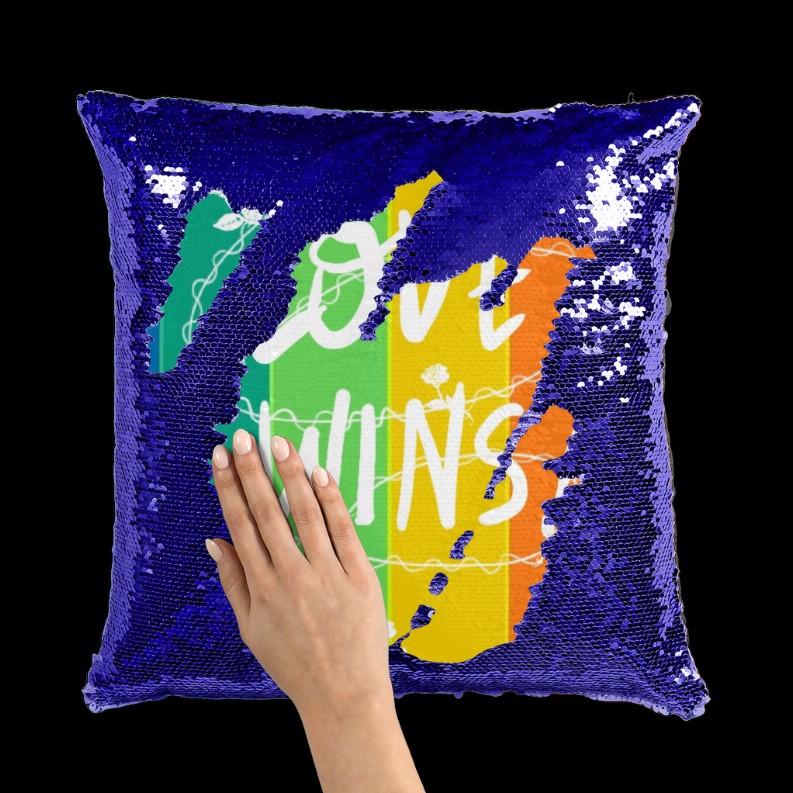 Love Wins Sequin Cushion Cover     Navy / White with insert