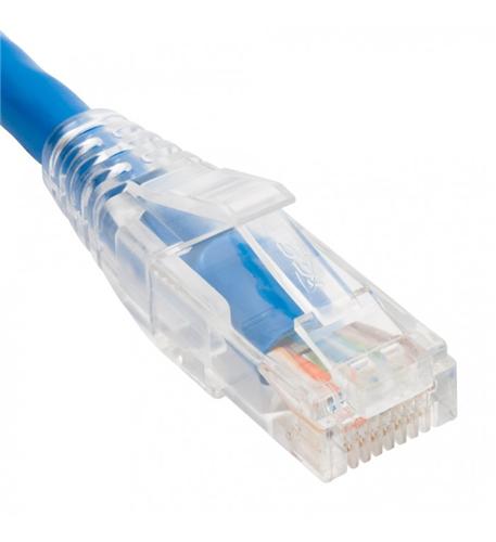 PATCH CORD CAT5e CLEAR BOOT 1' 25PK BLUE