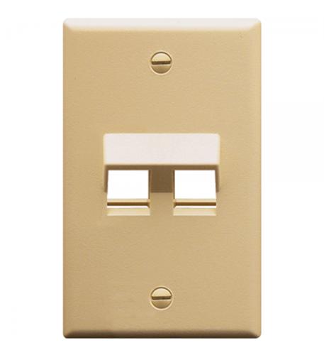 FACEPLATE- ANGLED- 1-GANG- 2-PORT- IVORY