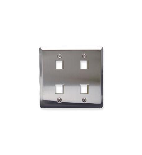 FACEPLATE- STAINLESS STEEL-2-GANG-4-PORT