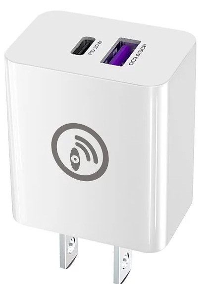 Quick Charge 20W Wall Charger with USB A and C ports