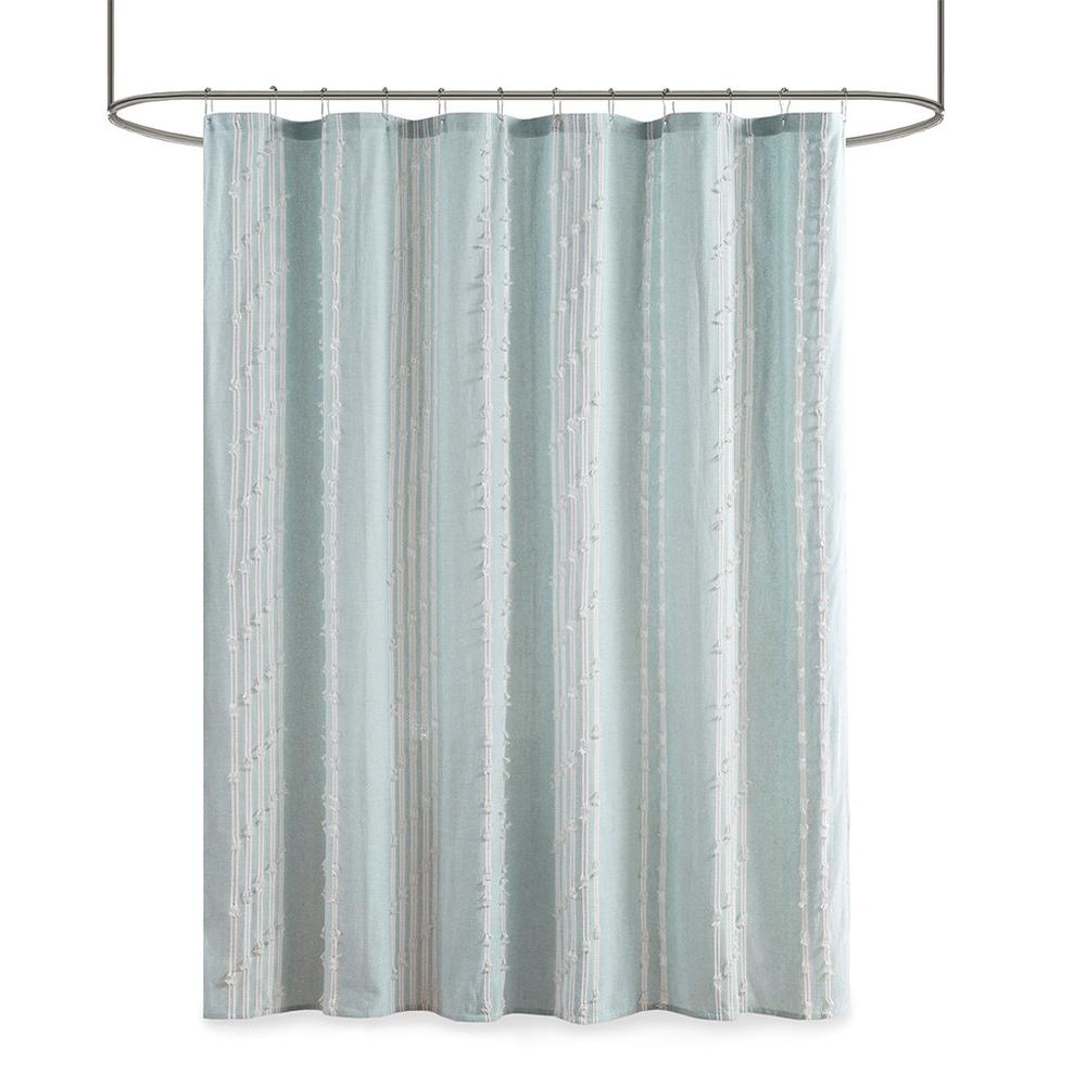 100% Cotton Jacquard Shower Curtain Aqua 72"W x 72"L
