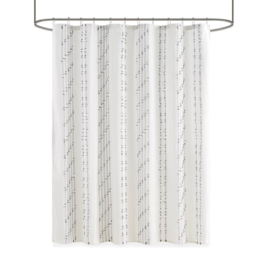 100% Cotton Jacquard Shower Curtain Ivory 72"W x 72"L