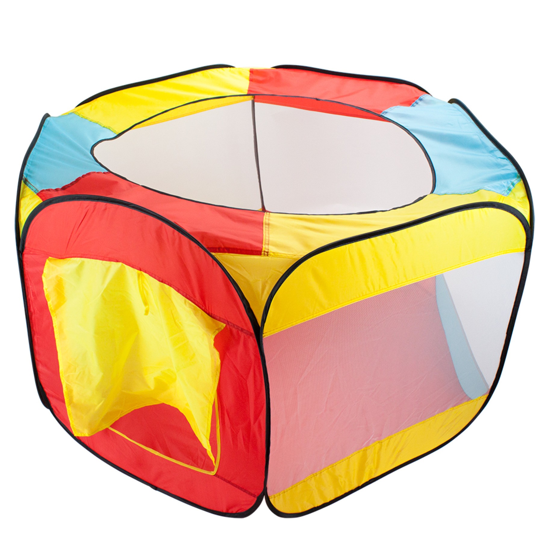 Hexagon Pop Up Ball Pit Tent with Mesh Netting and Case