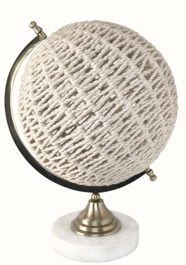 Rattan globe with marble base