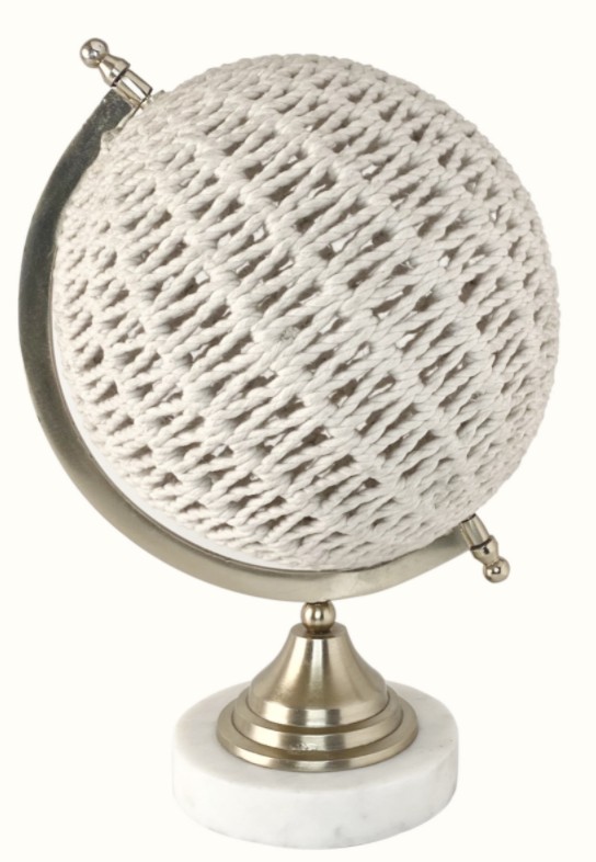 Rattan globe with marble base