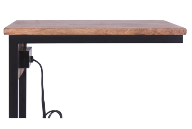 Tech C-Table - Brown with light brown wood top