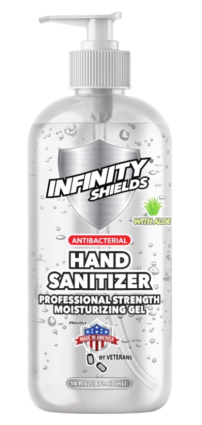 Infinity Shields  Antibacterial Hand Sanitizer Gel with Aloe, Professional Strenght, Leaves Hands Clean & Odorless