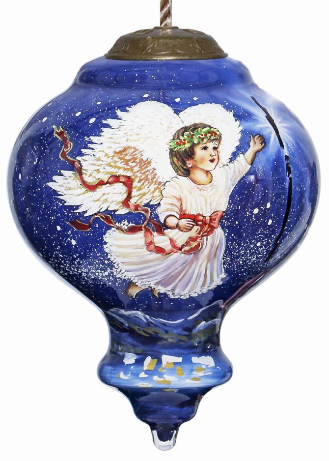 Angel of Peace Hand Painted Glass Ornament