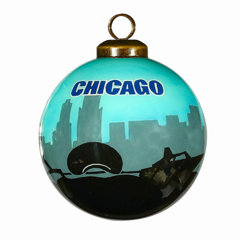 Chicago Hand Painted Glass Ornament