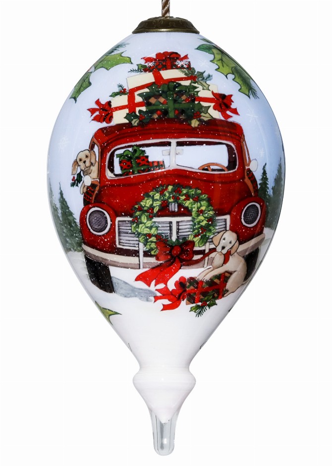 Christmas gifts car Hand Painted Glass Ornament