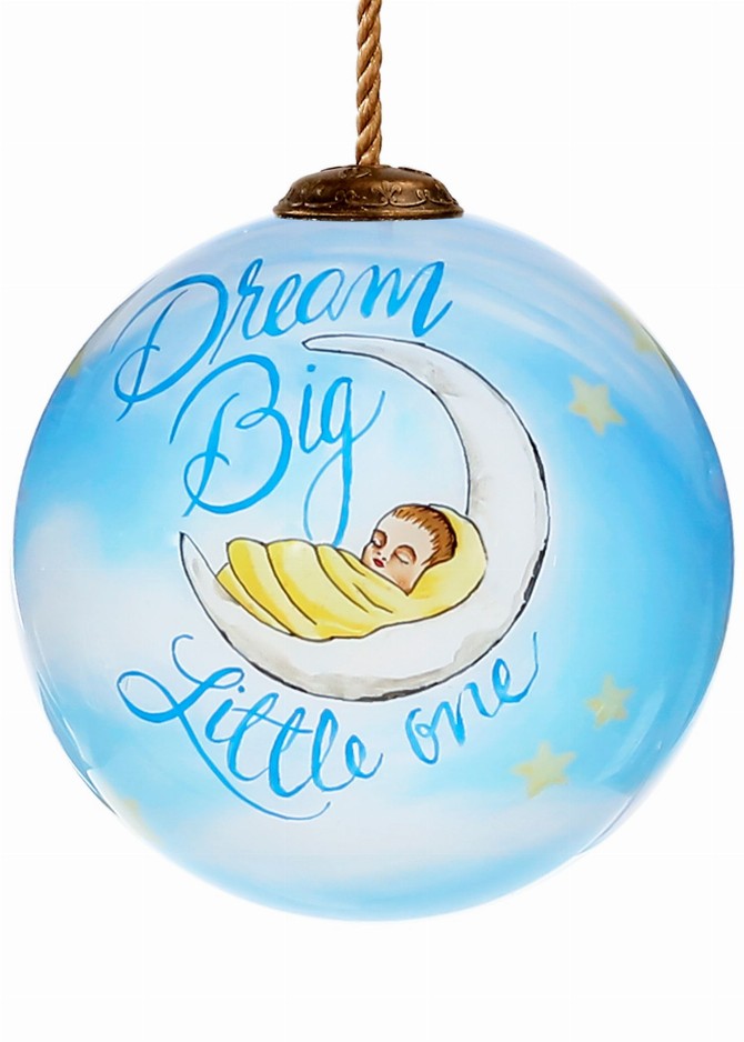 Dream Little boy Hand Painted Glass Ornament