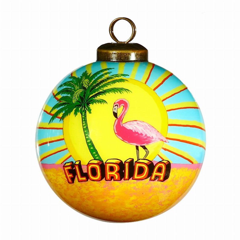 Florida Hand Painted Glass Ornament