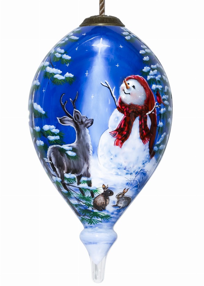 Heaven And Nature Sing Snowman Hand Painted Glass Ornament