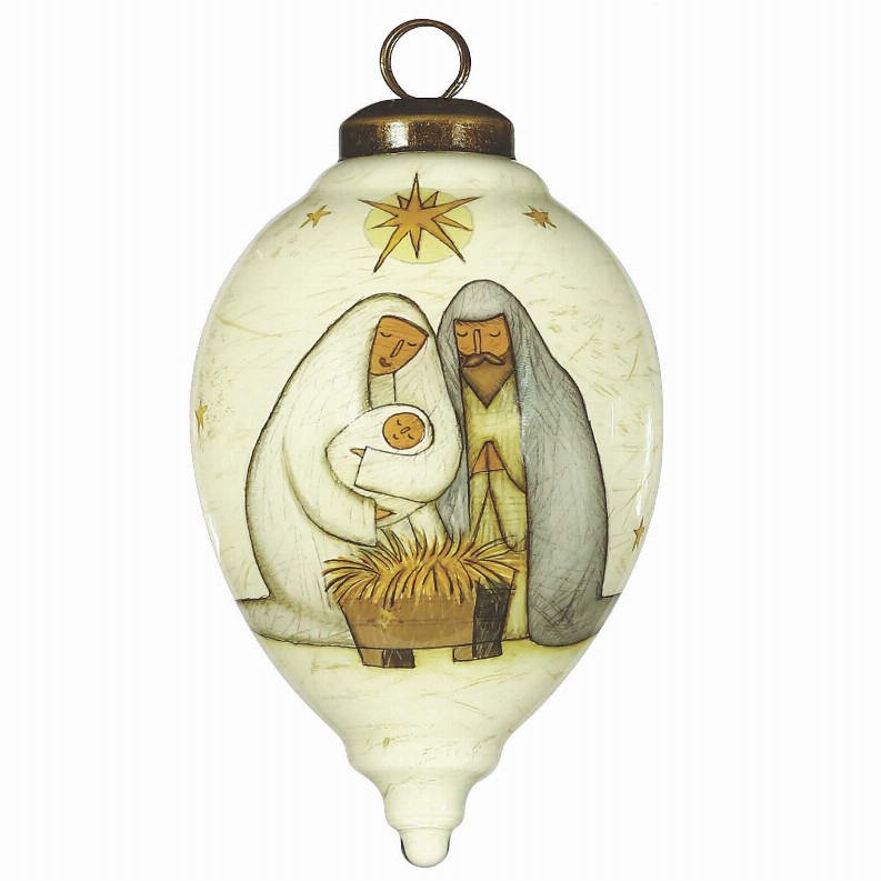 Holy Family Hand Painted Glass Ornament