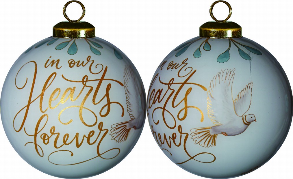 In Our Hearts Forever Hand Painted Glass Ornament