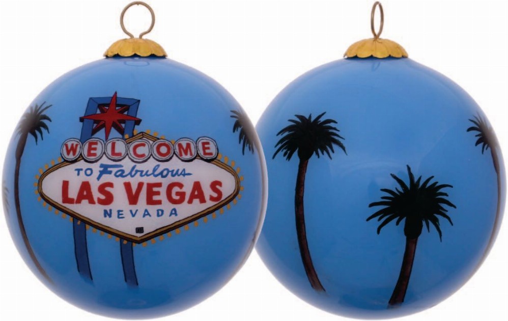 Las Vegas Sign Hand Painted Glass Ornament