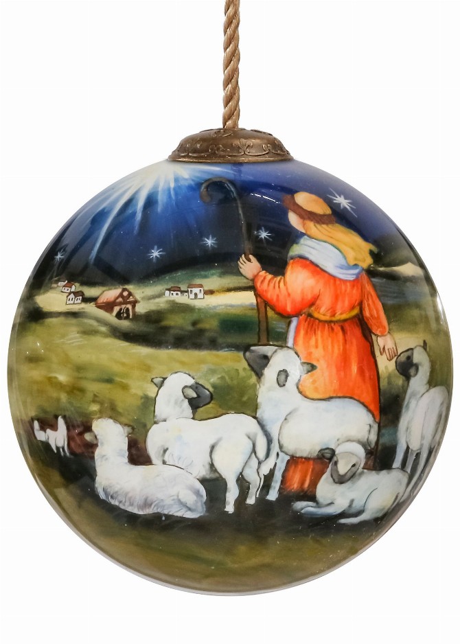 Little Shepherd Hand Painted Glass Ornament