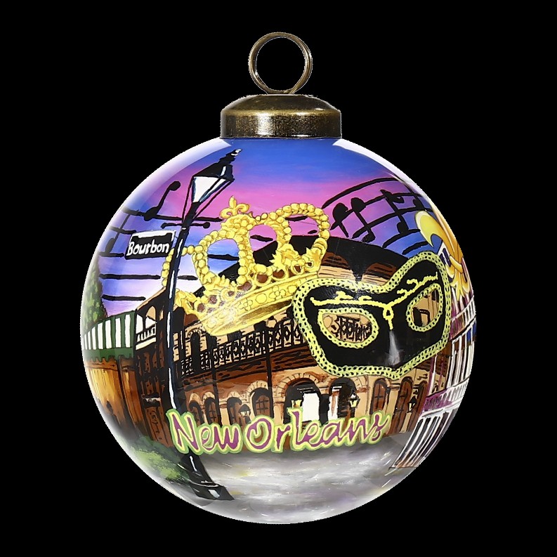 New Orleans Hand Painted Glass Ornament