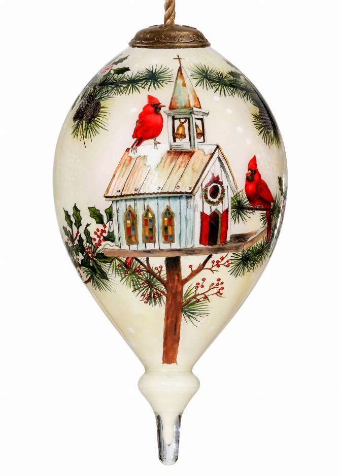 Oh Come, All Ye Faithful Hand Painted Glass Ornament