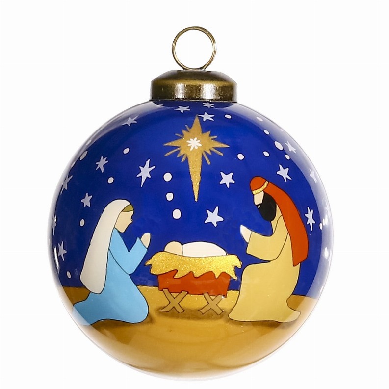 Oh Holy Night Hand Painted Glass Ornament