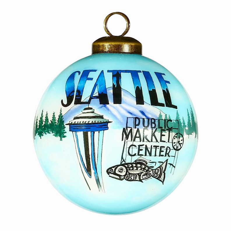 Seattle Hand Painted Glass Ornament