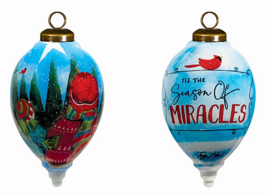 Tis The Season of Miracles Hand Painted Glass Ornament