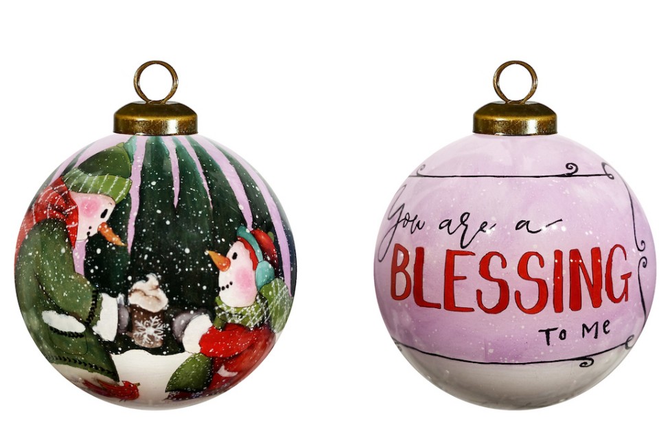 You Are A Blessing To Me Hand Painted Glass Ornament