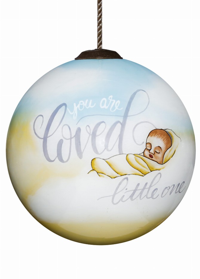 You Are Loved, Little One Hand Painted Glass Ornament