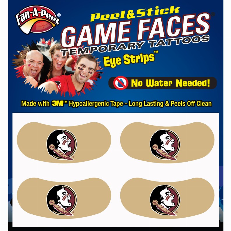 Black Eye Strips Fan-A-Peel / Gamesfaces 1.75" x .75" Florida State 