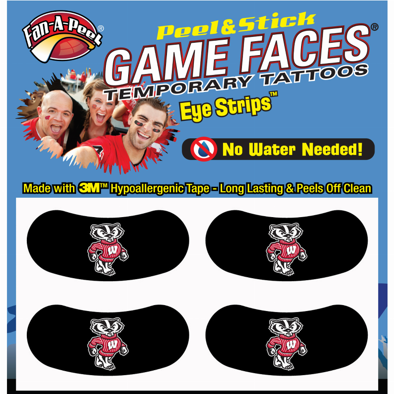Black Eye Strips Fan-A-Peel / Gamesfaces 1.75" x .75" Wisconsin 