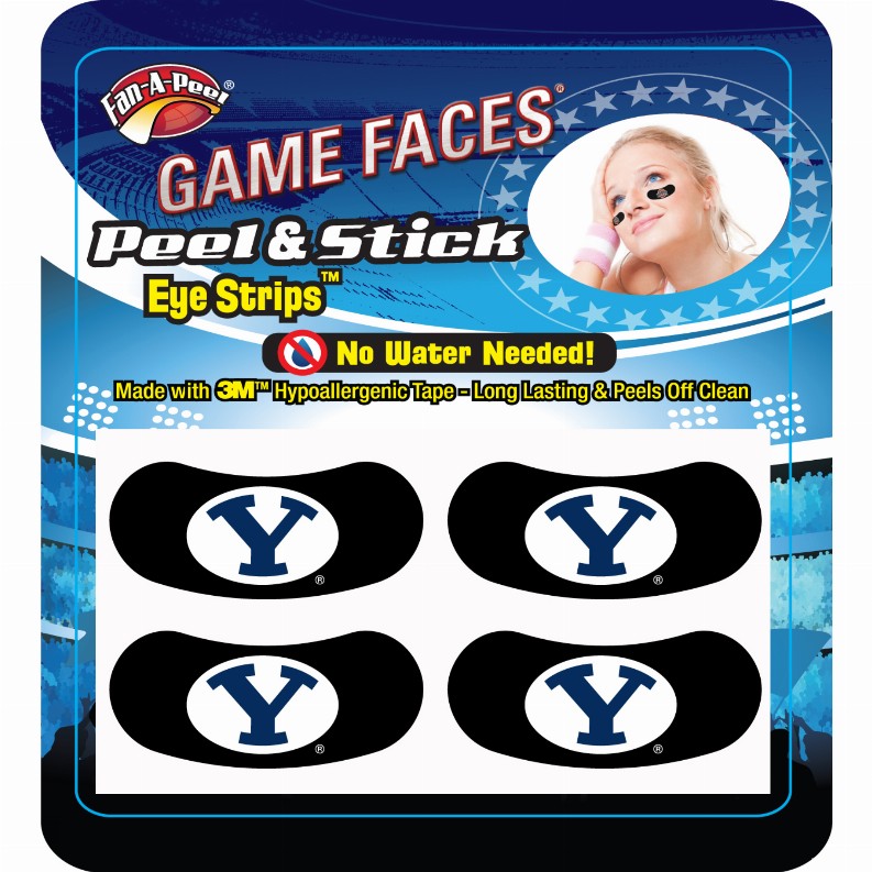 Black Eye Strips Fan-A-Peel / Gamesfaces 1.75" x .75" Brigham Young 