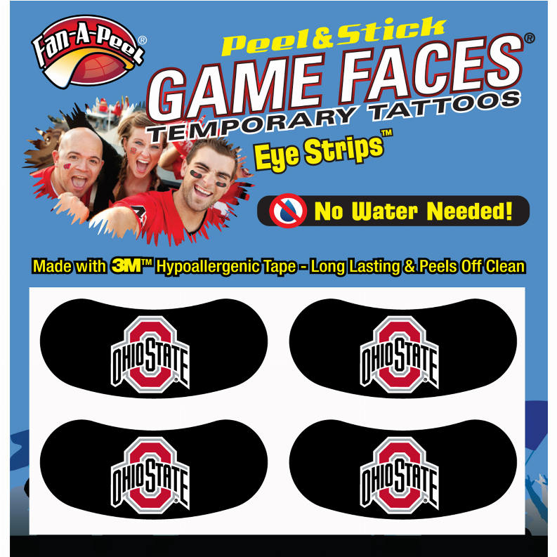 Black Eye Strips Fan-A-Peel / Gamesfaces 1.75" x .75" Ohio State 