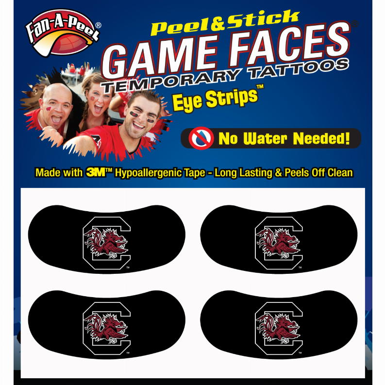 Black Eye Strips Fan-A-Peel / Gamesfaces 1.75" x .75" South Carolina 