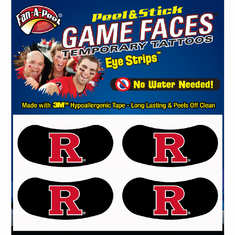 Black Eye Strips Fan-A-Peel / Gamesfaces 1.75" x .75" Rutgers 