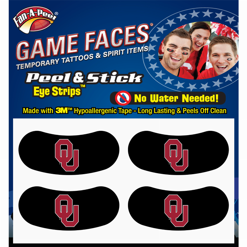 Black Eye Strips Fan-A-Peel / Gamesfaces 1.75" x .75" Oklahoma 