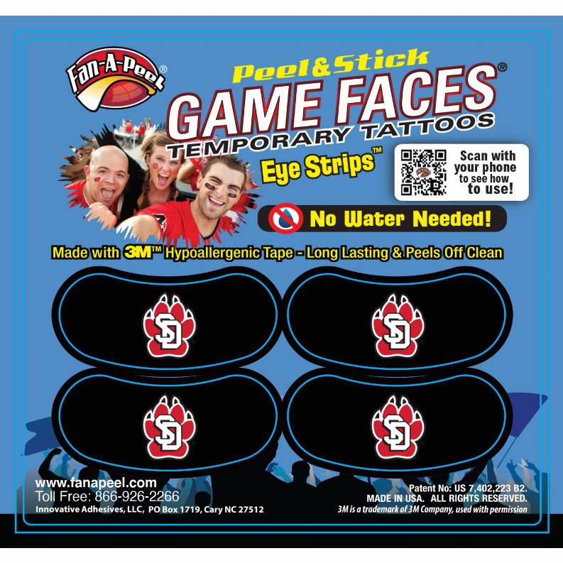 Black Eye Strips Fan-A-Peel / Gamesfaces 1.75" x .75" South Dakota 