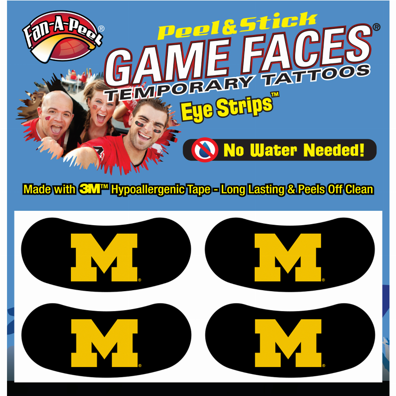 Black Eye Strips Fan-A-Peel / Gamesfaces 1.75" x .75" Michigan 