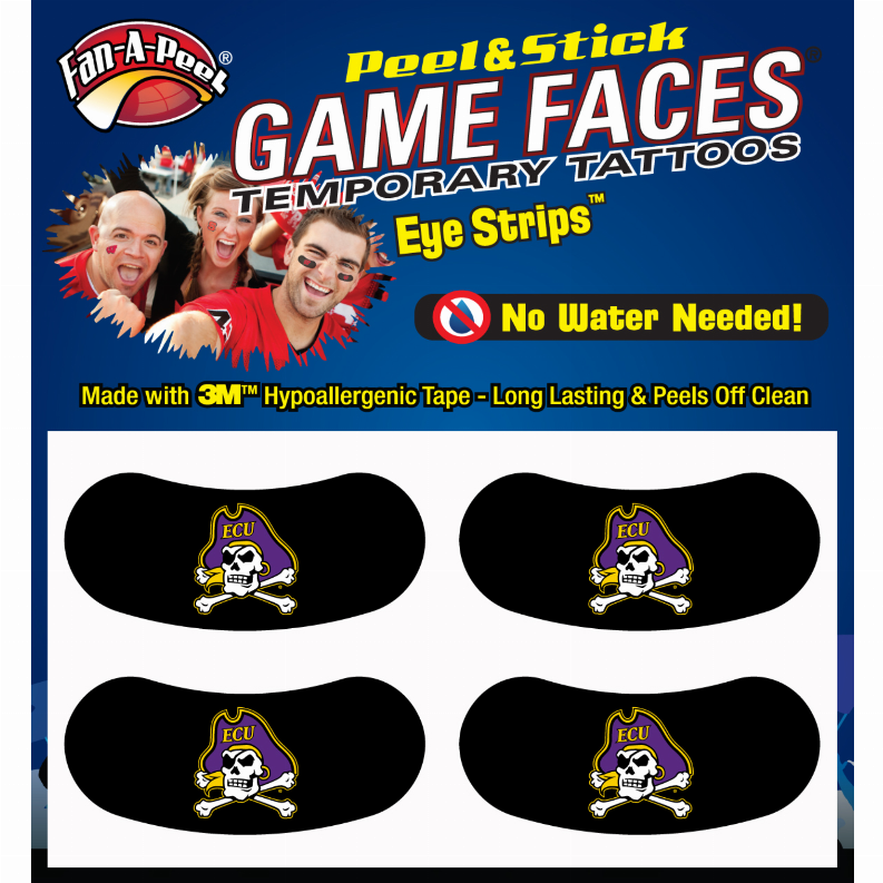 Black Eye Strips Fan-A-Peel / Gamesfaces 1.75" x .75" East Carolina 