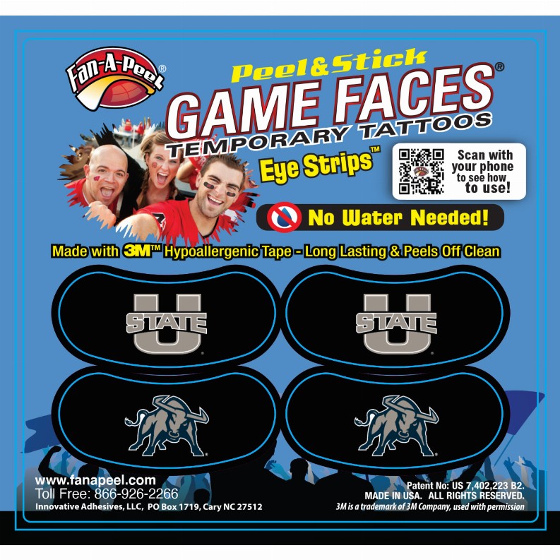 Black Eye Strips Fan-A-Peel / Gamesfaces 1.75" x .75" Utah State 