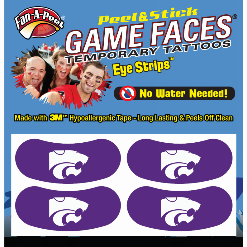 Black Eye Strips Fan-A-Peel / Gamesfaces 1.75" x .75" Kansas State 