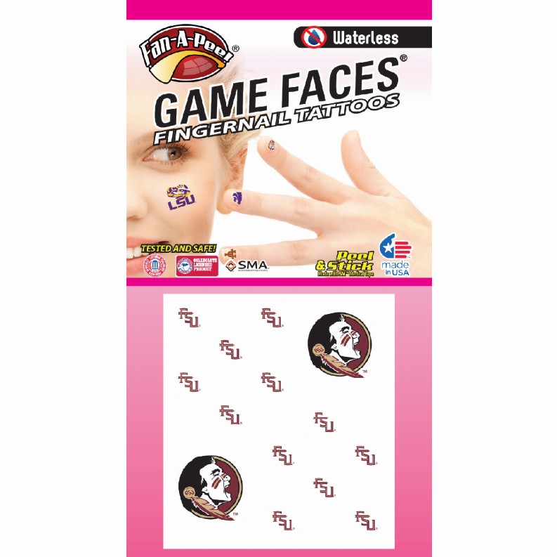 Waterless Peel & Stick Fingernail Fan-A-Peel / Gamesfaces - Florida StateCombo Pack
